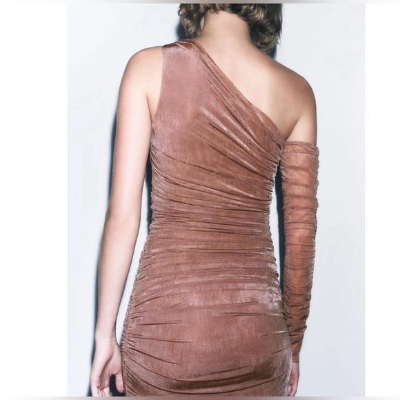 Ruched draped organza Zara dress fitted - Picture 4 of 6